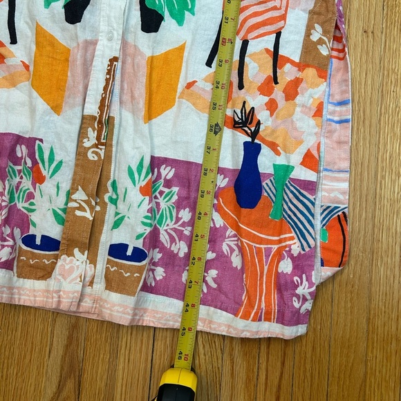 Poetry Multicolor Linen Blend Long Sleeve Plant Print Dress - Picture 9 of 9